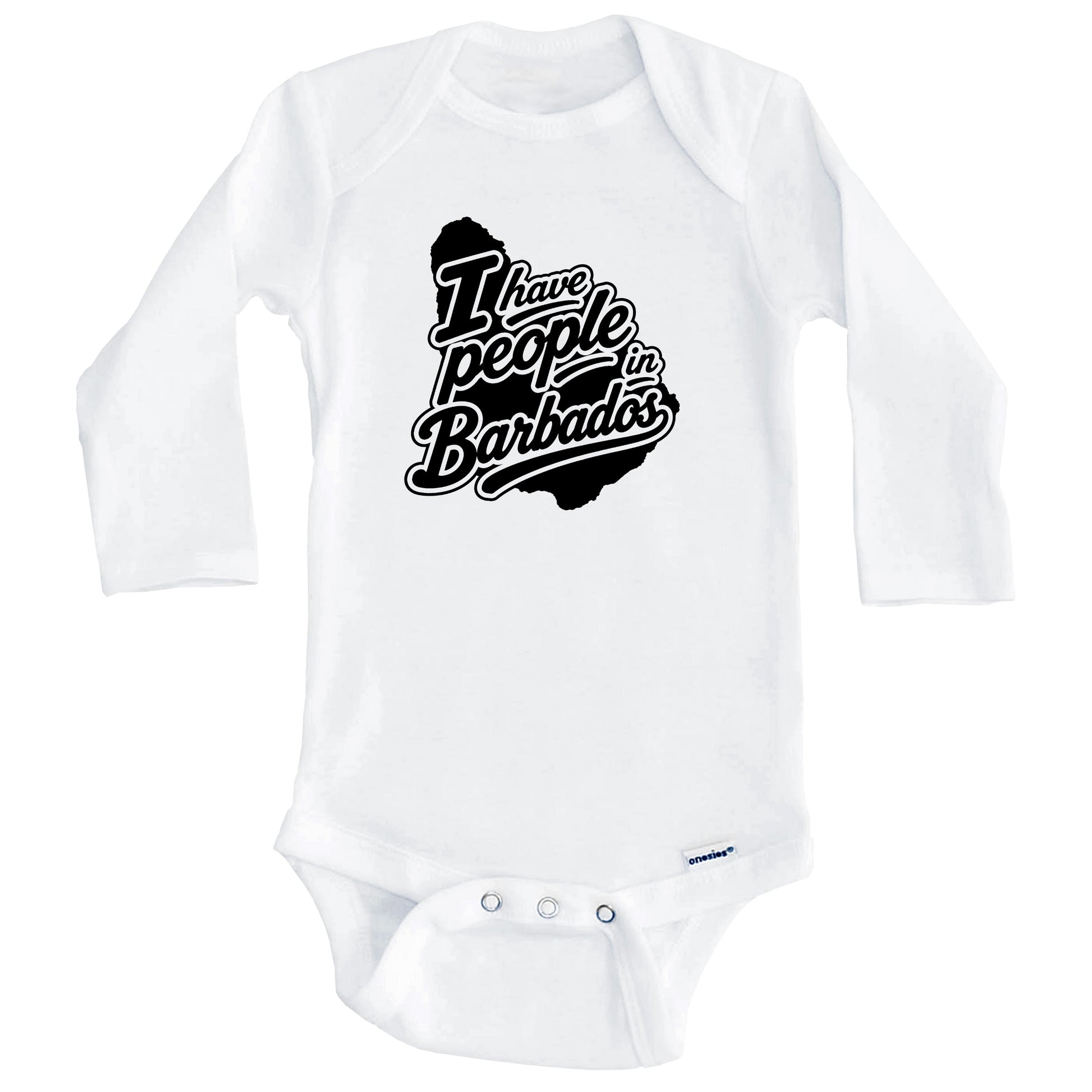 I Have People In Barbados Country Silhouette Baby Bodysuit (Long Sleeves)