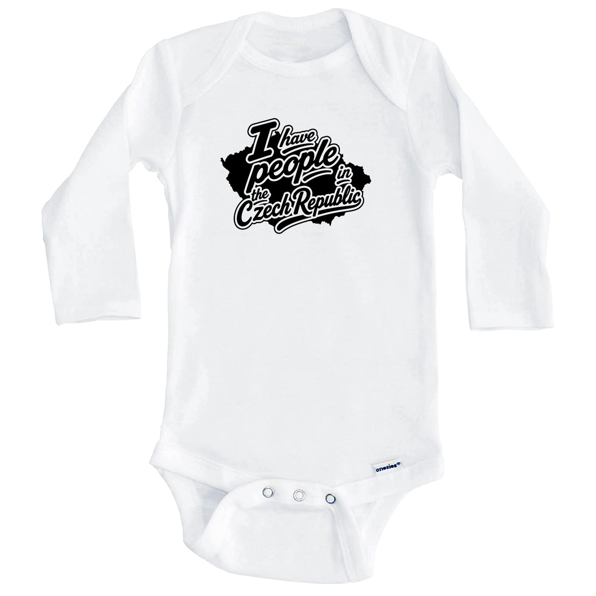 I Have People In the Czech Republic Country Silhouette Baby Bodysuit (Long Sleeves)