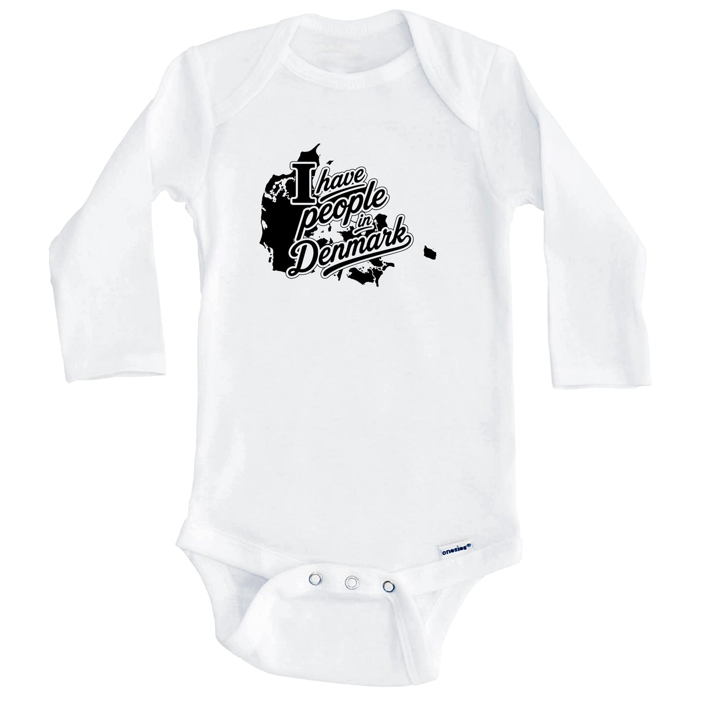 I Have People In Denmark Country Silhouette Baby Bodysuit (Long Sleeves)