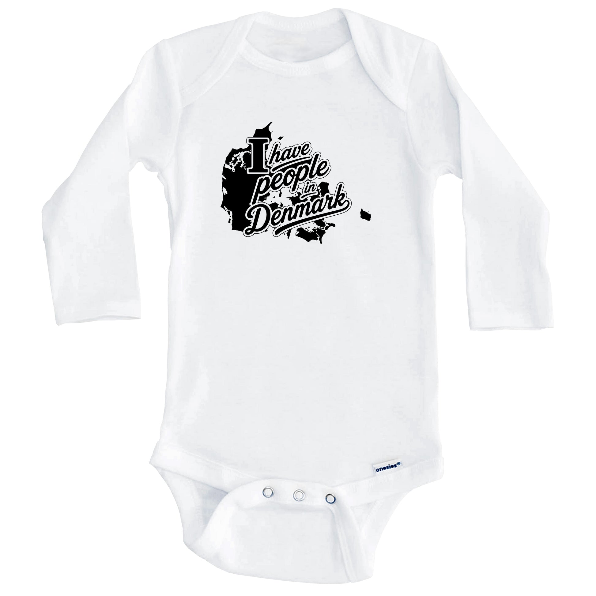 I Have People In Denmark Country Silhouette Baby Bodysuit (Long Sleeves)