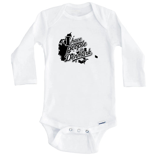 I Have People In Denmark Country Silhouette Baby Bodysuit (Long Sleeves)