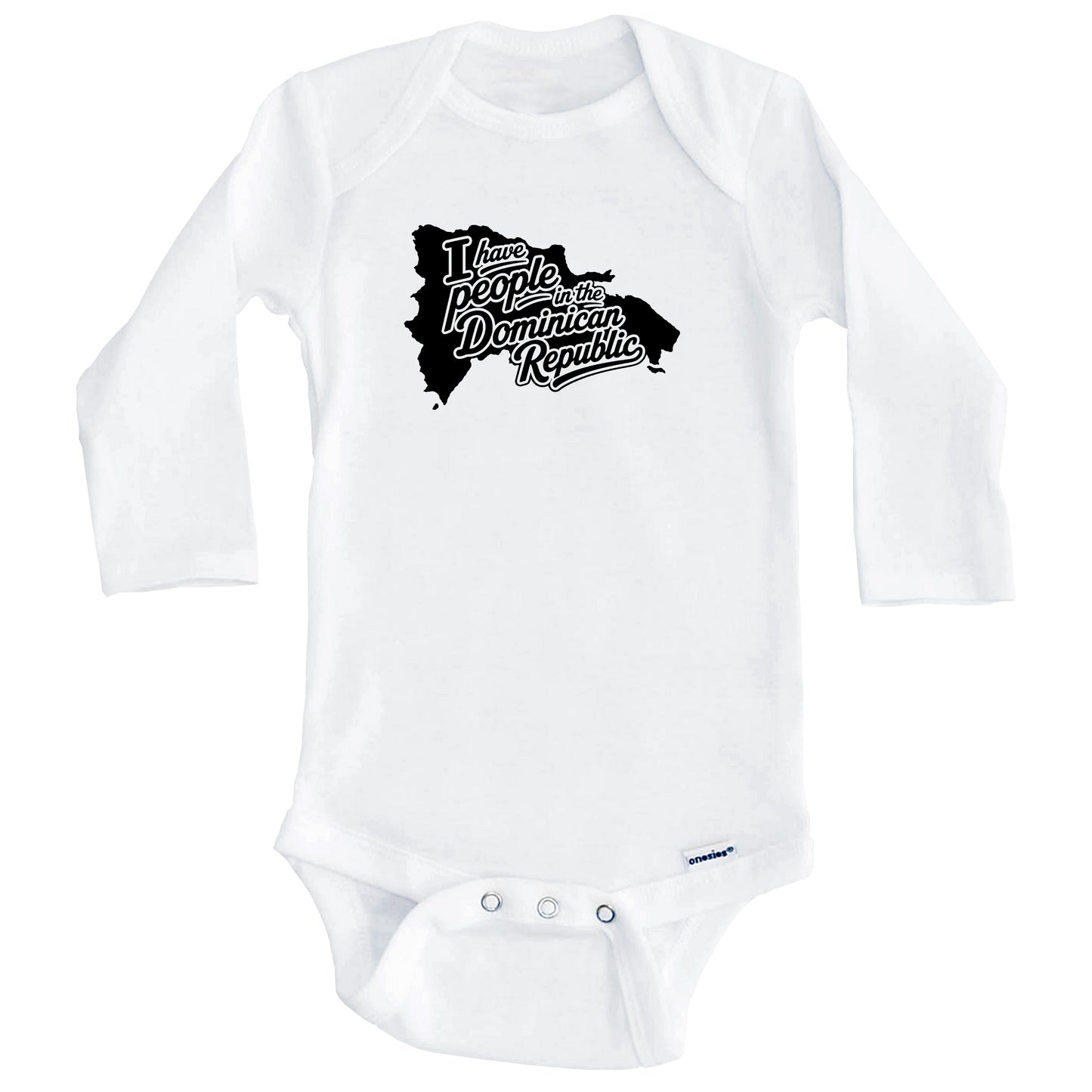 I Have People In the Dominican Republic Country Silhouette Baby Bodysuit (Long Sleeves)