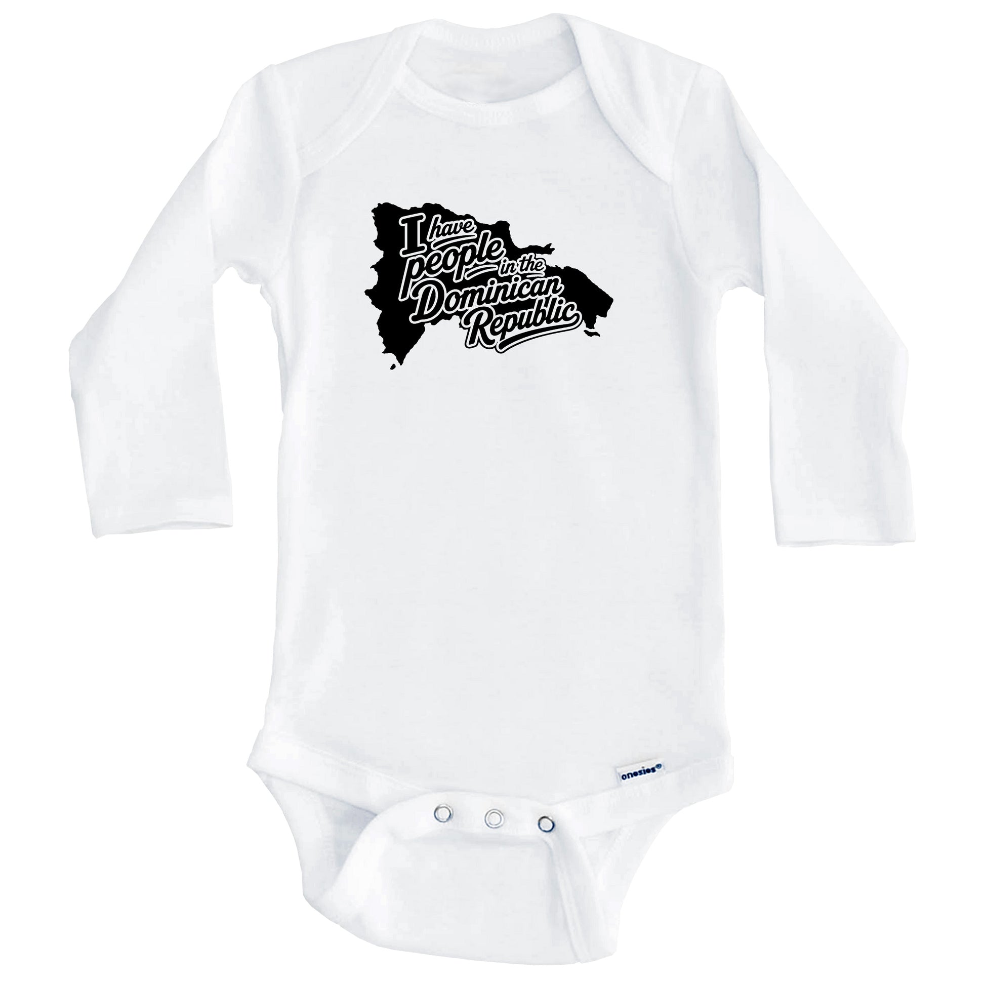 I Have People In the Dominican Republic Country Silhouette Baby Bodysuit (Long Sleeves)