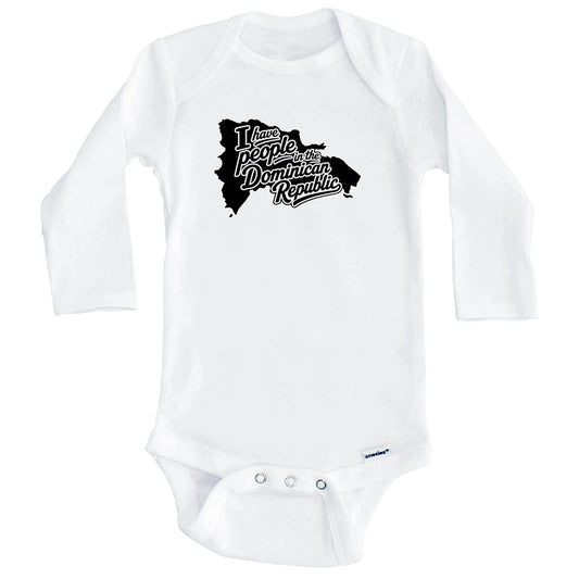 I Have People In the Dominican Republic Country Silhouette Baby Bodysuit (Long Sleeves)