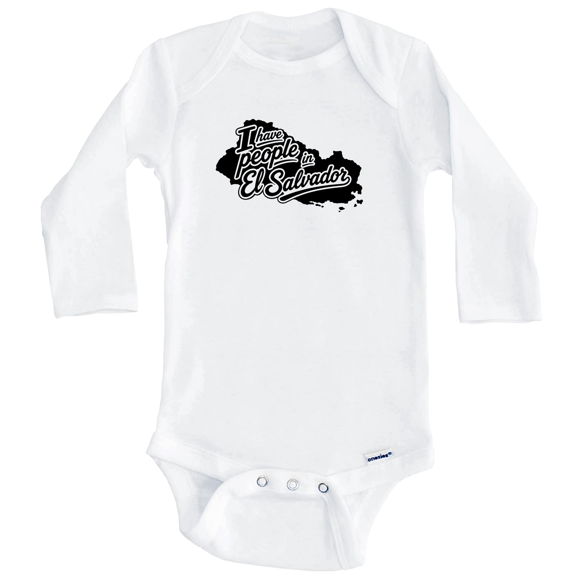 I Have People In El Salvador Country Silhouette Baby Bodysuit (Long Sleeves)