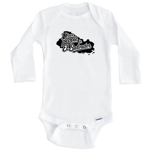 I Have People In El Salvador Country Silhouette Baby Bodysuit (Long Sleeves)