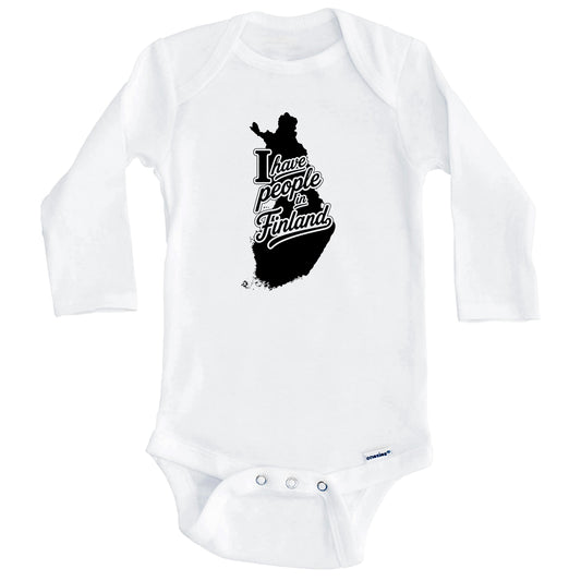 I Have People In Finland Country Silhouette Baby Bodysuit (Long Sleeves)