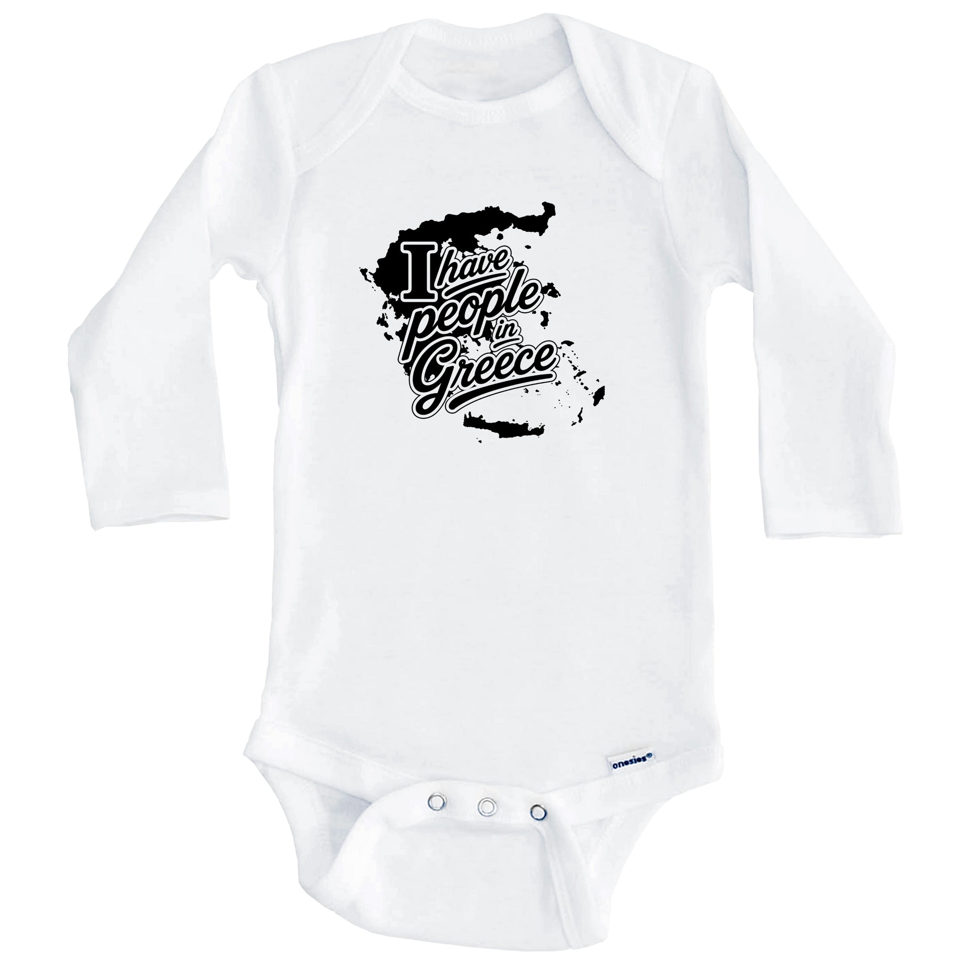 I Have People In Greece Country Silhouette Baby Bodysuit (Long Sleeves)
