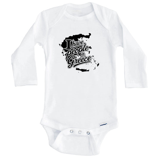 I Have People In Greece Country Silhouette Baby Bodysuit (Long Sleeves)