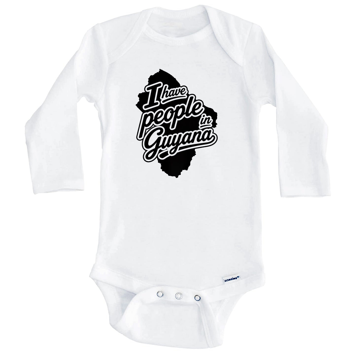 I Have People In Guyana Country Silhouette Baby Bodysuit (Long Sleeves)