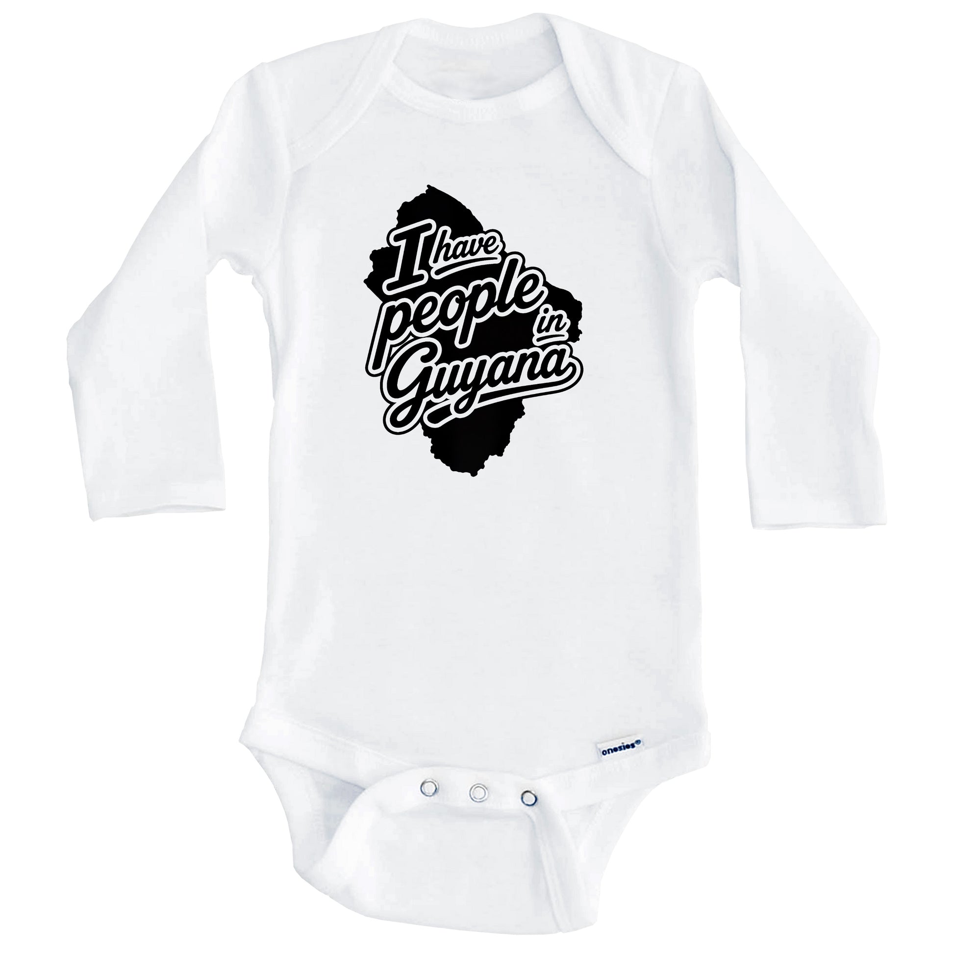 I Have People In Guyana Country Silhouette Baby Bodysuit (Long Sleeves)