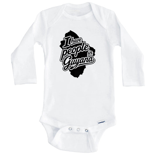 I Have People In Guyana Country Silhouette Baby Bodysuit (Long Sleeves)