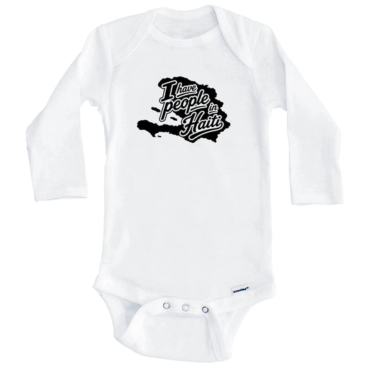 I Have People In Haiti Country Silhouette Baby Bodysuit (Long Sleeves)