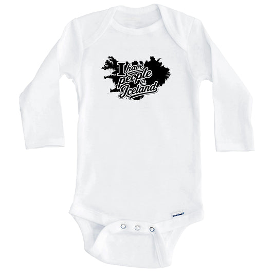 I Have People In Iceland Country Silhouette Baby Bodysuit (Long Sleeves)
