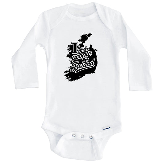 I Have People In Ireland Country Silhouette Baby Bodysuit (Long Sleeves)
