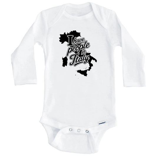 I Have People In Italy Country Silhouette Baby Bodysuit (Long Sleeves)