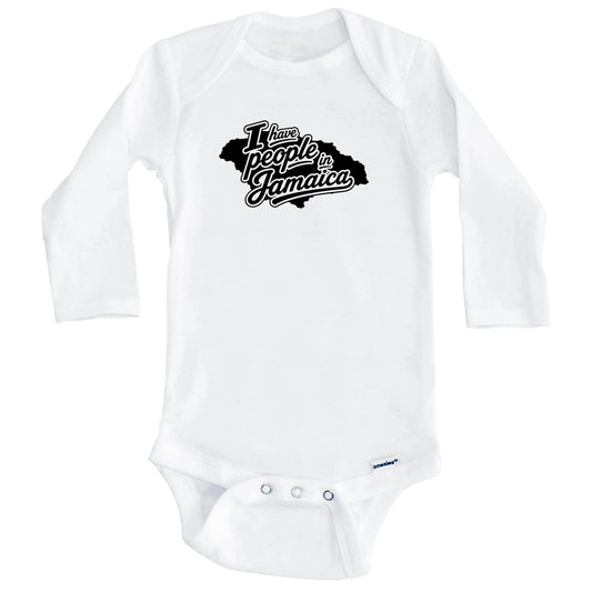 I Have People In Jamaica Country Silhouette Baby Bodysuit (Long Sleeves)