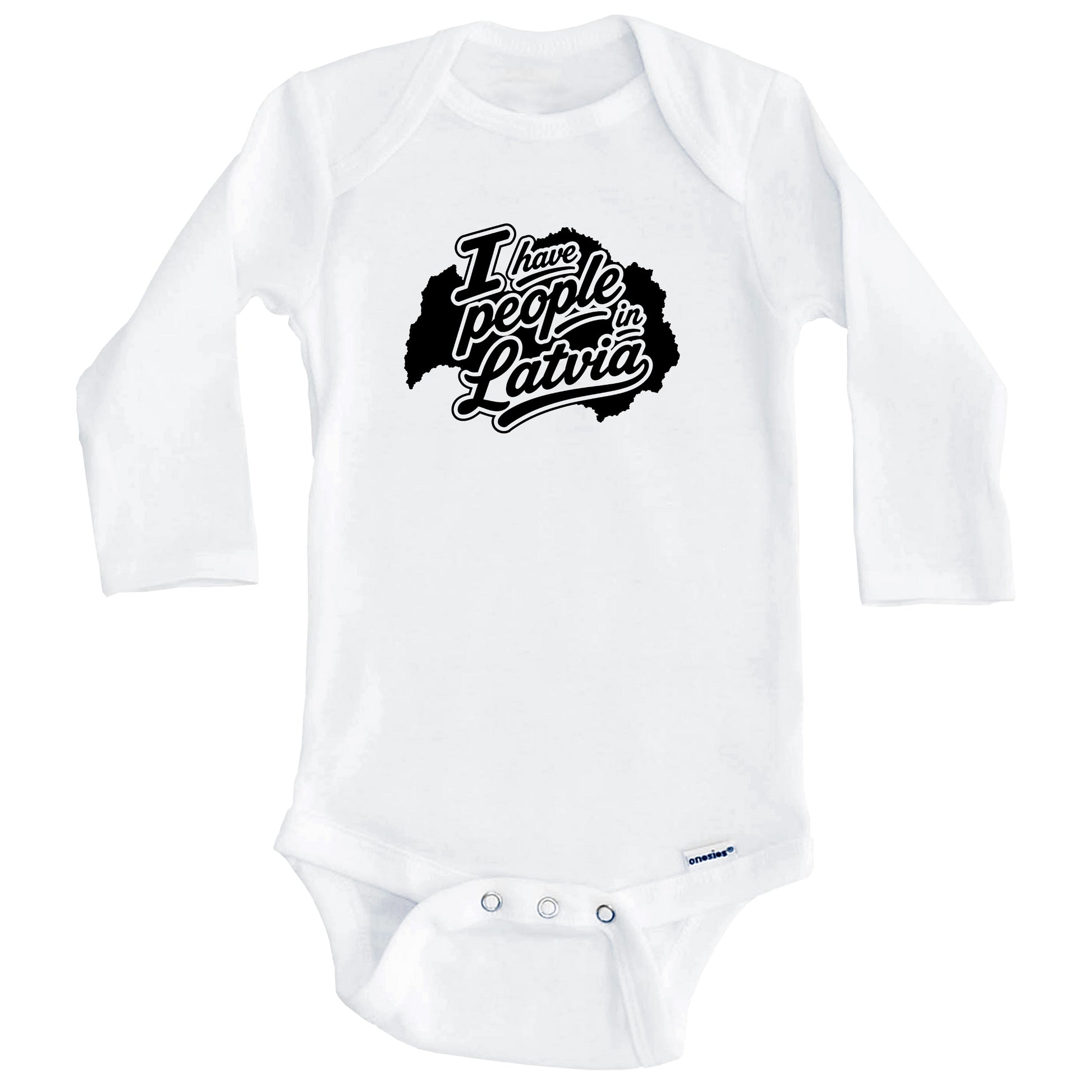 I Have People In Latvia Country Silhouette Baby Bodysuit (Long Sleeves)