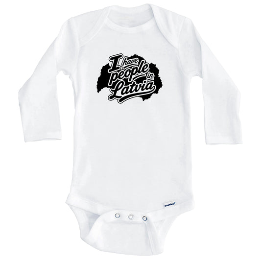 I Have People In Latvia Country Silhouette Baby Bodysuit (Long Sleeves)