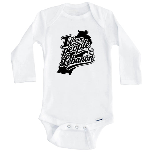I Have People In Lebanon Country Silhouette Baby Bodysuit (Long Sleeves)