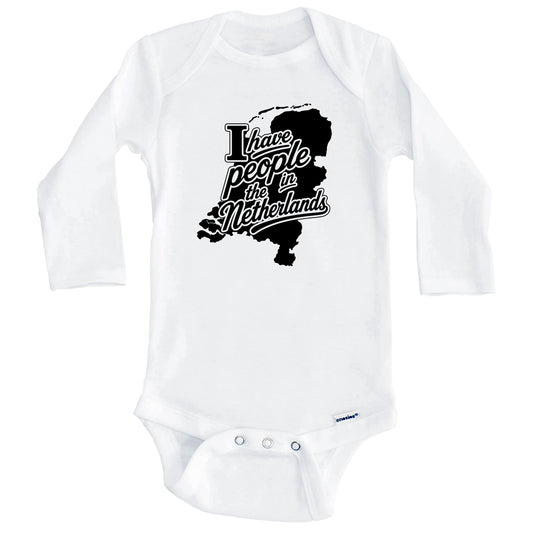 I Have People In the Netherlands Country Silhouette Baby Bodysuit (Long Sleeves)