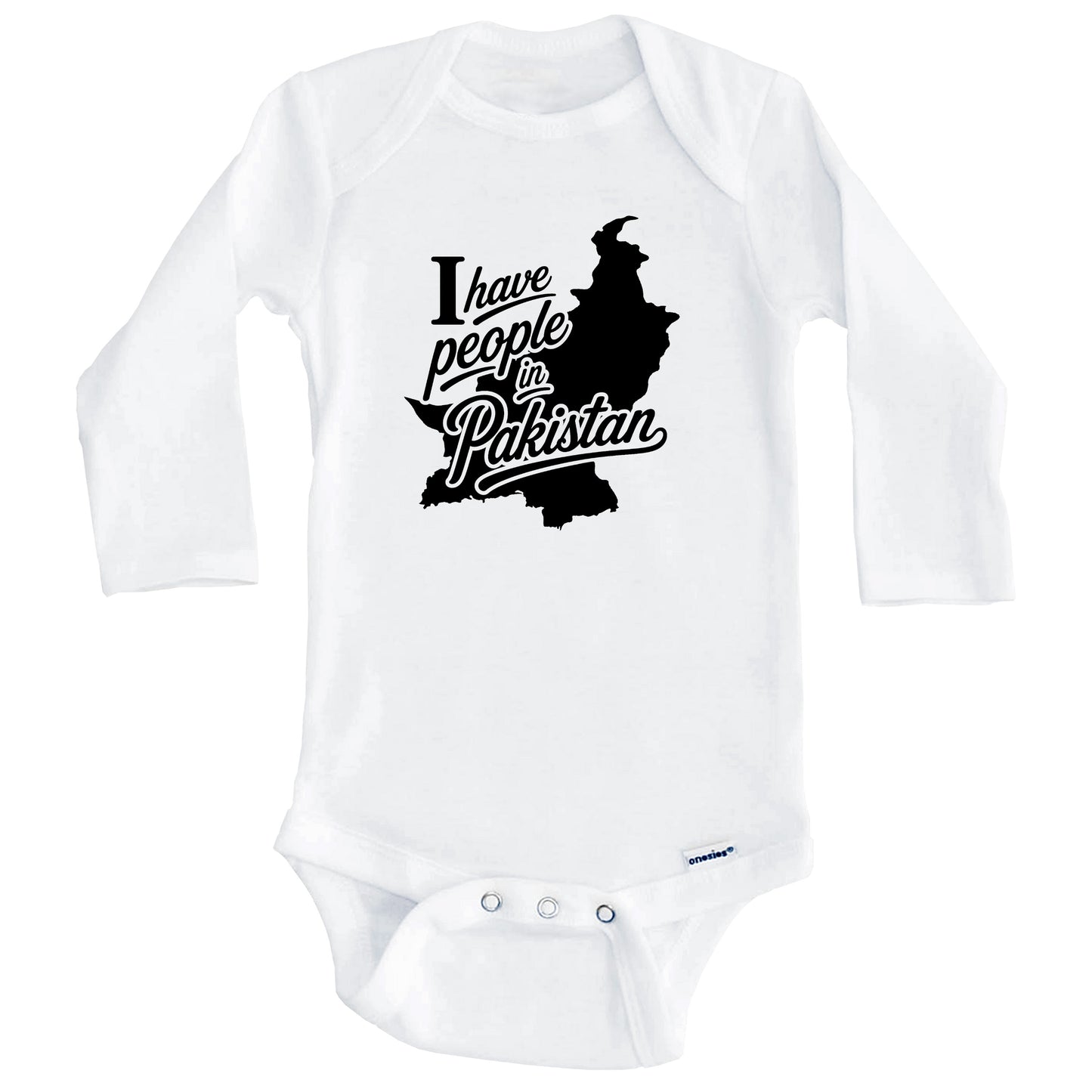 I Have People In Pakistan Country Silhouette Baby Bodysuit (Long Sleeves)