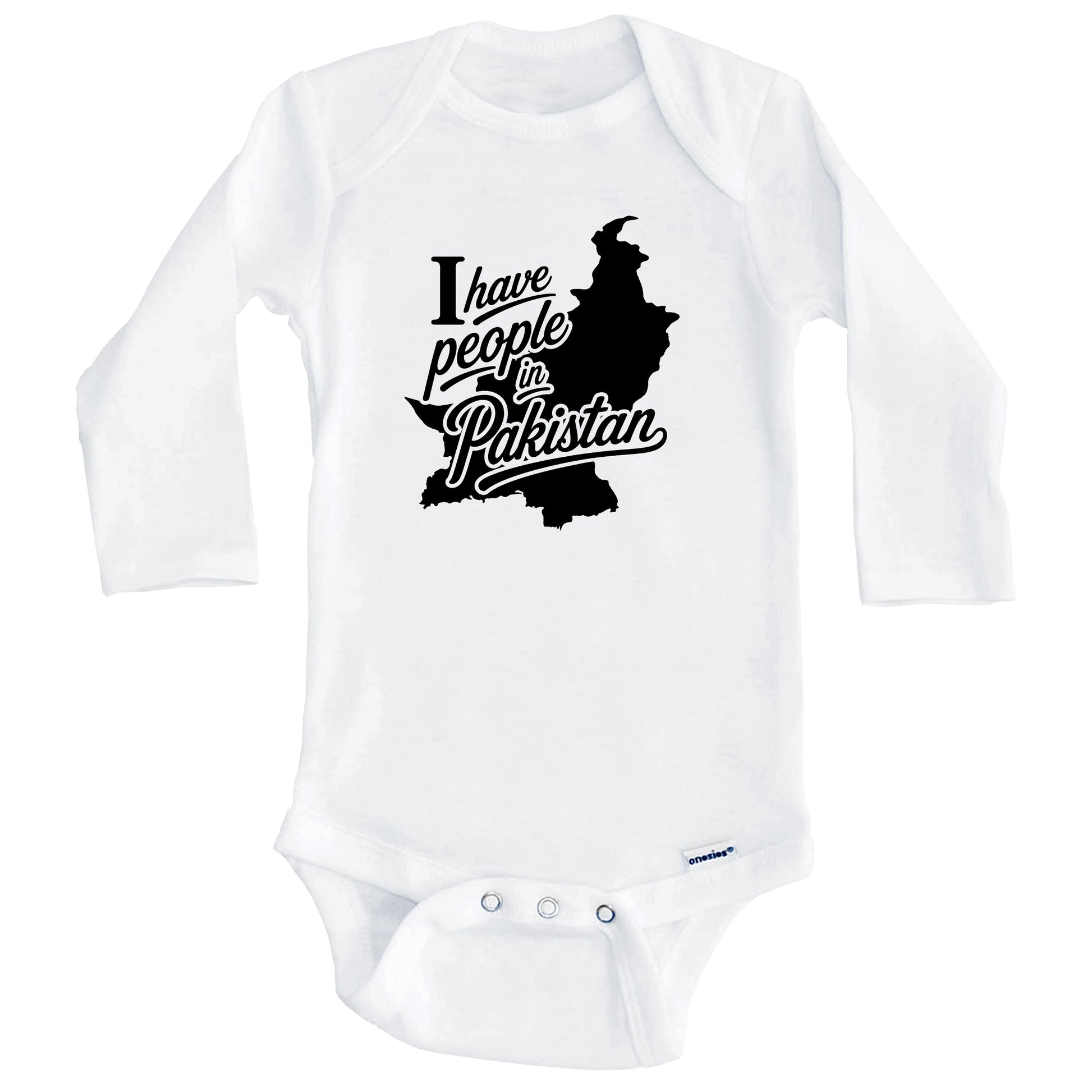 I Have People In Pakistan Country Silhouette Baby Bodysuit (Long Sleeves)
