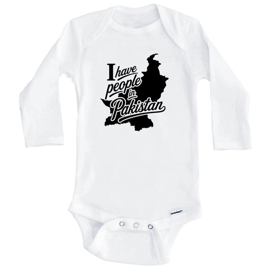 I Have People In Pakistan Country Silhouette Baby Bodysuit (Long Sleeves)