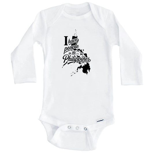 I Have People In the Philippines Country Silhouette Baby Bodysuit (Long Sleeves)