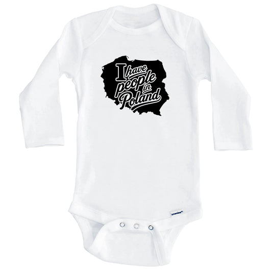 I Have People In Poland Country Silhouette Baby Bodysuit (Long Sleeves)