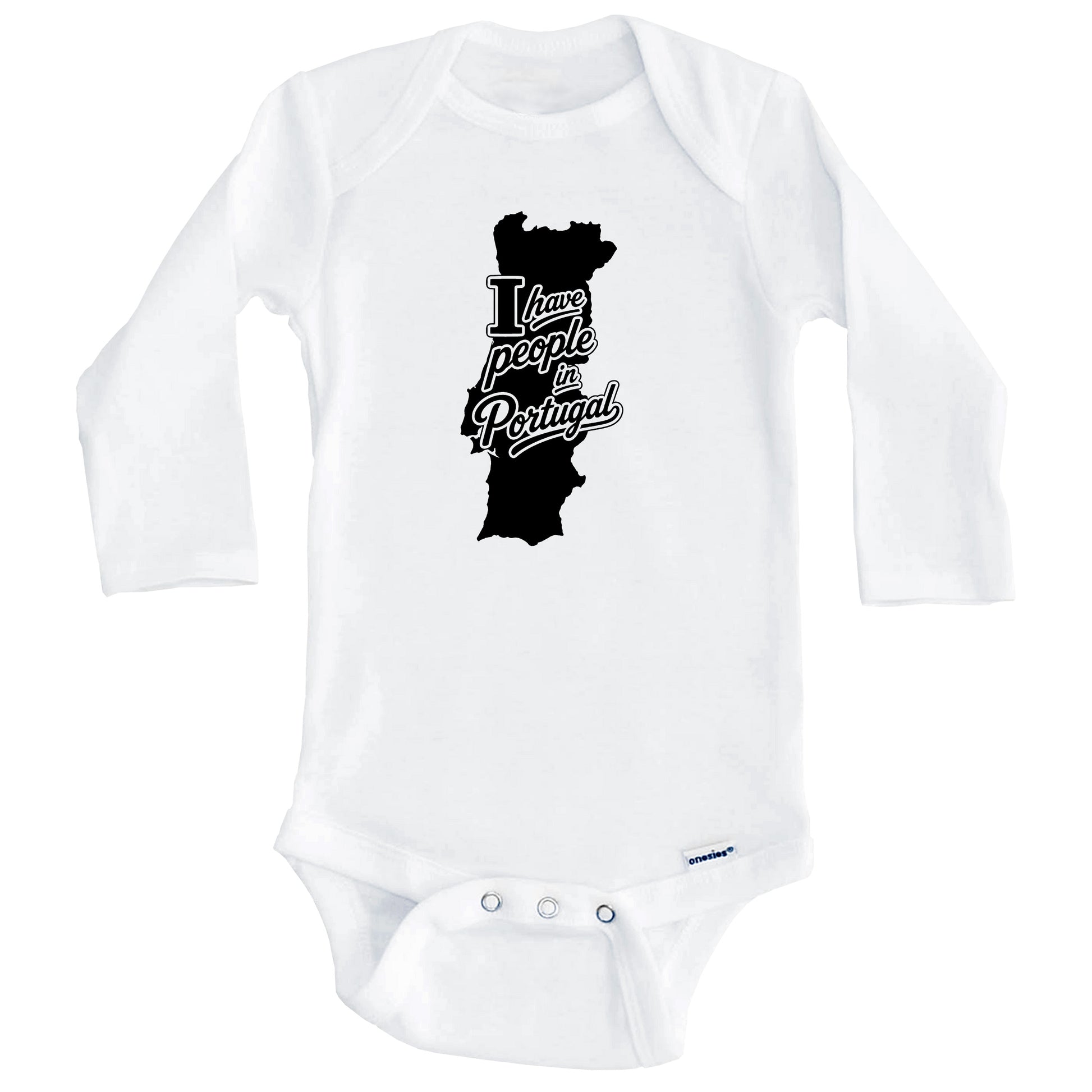 I Have People In Portugal Country Silhouette Baby Bodysuit (Long Sleeves)