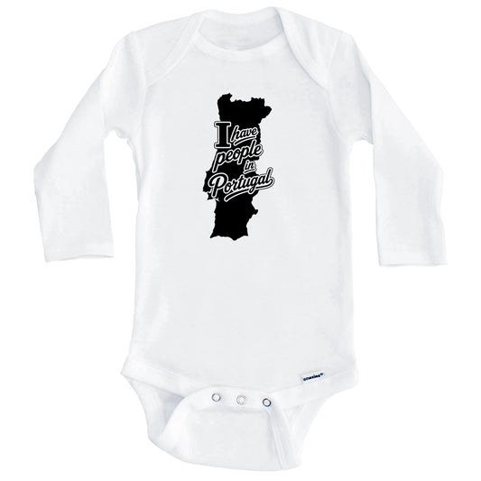 I Have People In Portugal Country Silhouette Baby Bodysuit (Long Sleeves)