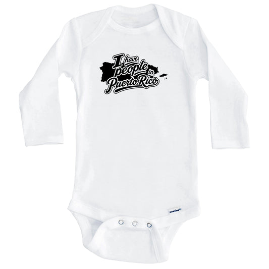 I Have People In Puerto Rico Silhouette Baby Bodysuit (Long Sleeves)