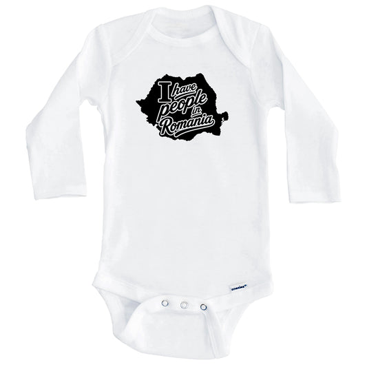 I Have People In Romania Country Silhouette Baby Bodysuit (Long Sleeves)