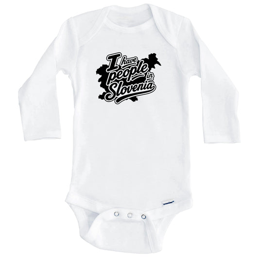 I Have People In Slovenia Country Silhouette Baby Bodysuit (Long Sleeves)