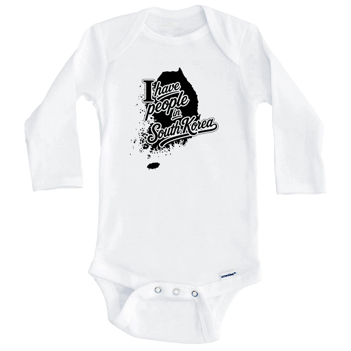 I Have People In South Korea Country Silhouette Baby Bodysuit (Long Sleeves)