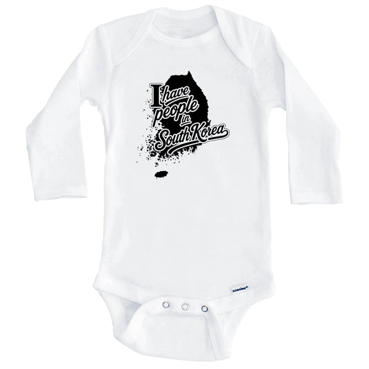 I Have People In South Korea Country Silhouette Baby Bodysuit (Long Sleeves)