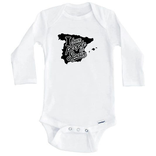 I Have People In Spain Country Silhouette Baby Bodysuit (Long Sleeves)