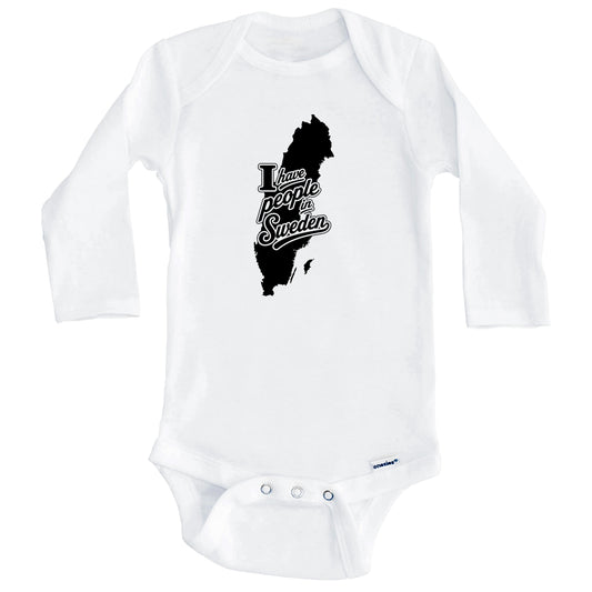 I Have People In Sweden Country Silhouette Baby Bodysuit (Long Sleeves)