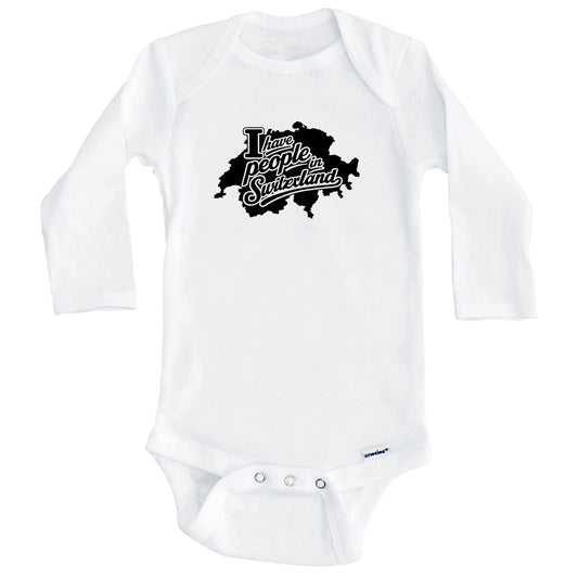 I Have People In Switzerland Country Silhouette Baby Bodysuit (Long Sleeves)