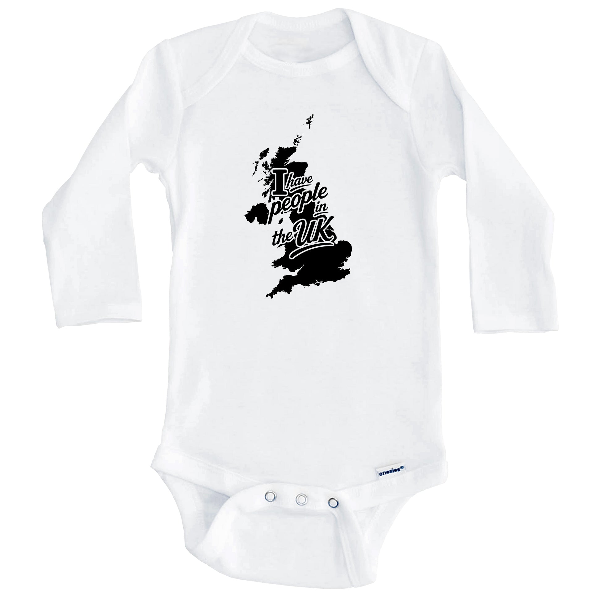 I Have People In the UK United Kingdom Silhouette Baby Bodysuit (Long Sleeves)