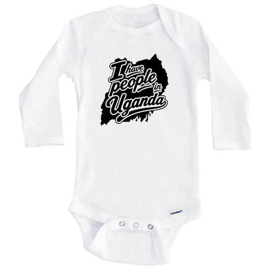 I Have People In Uganda Country Silhouette Baby Bodysuit (Long Sleeves)