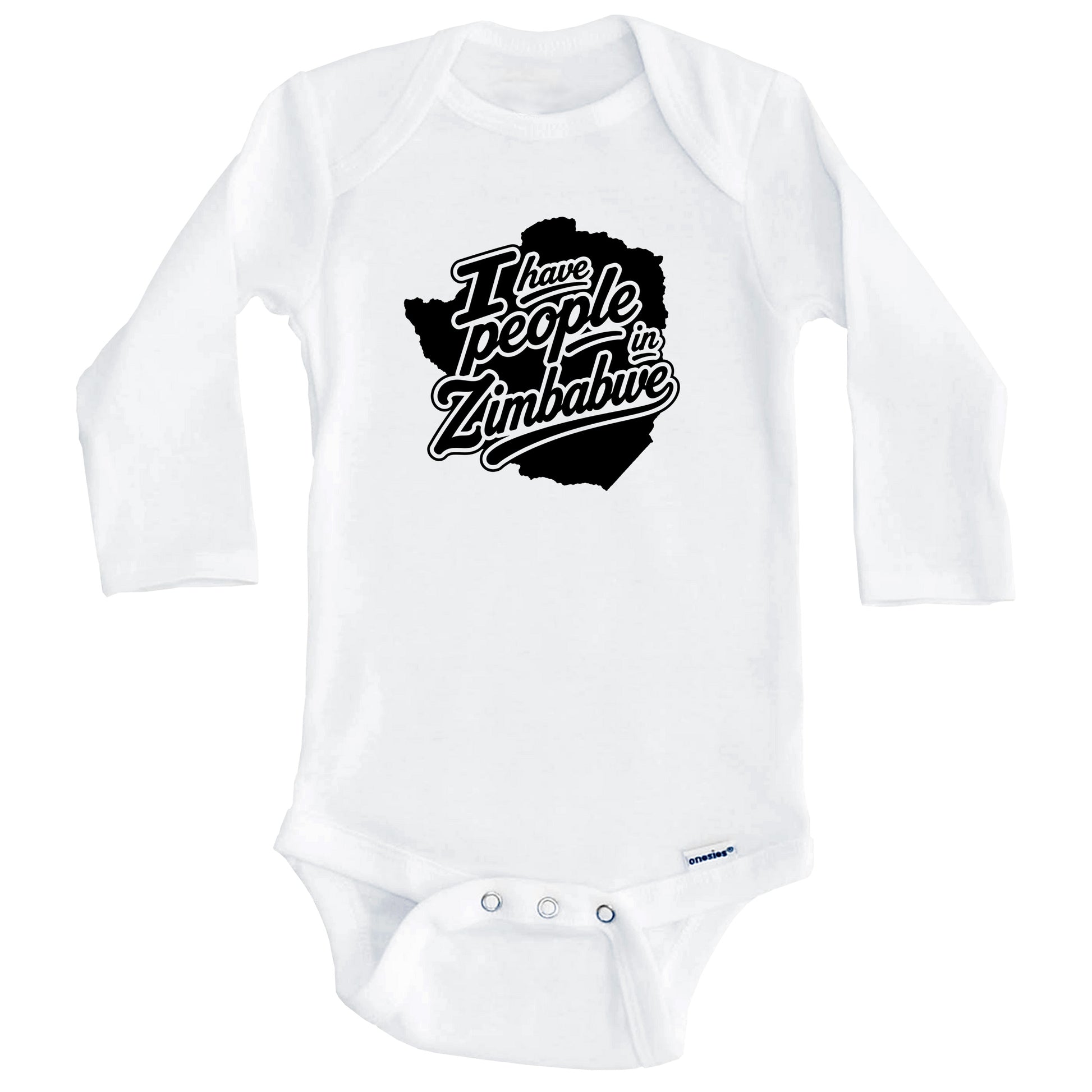 I Have People In Zimbabwe Country Silhouette Baby Bodysuit (Long Sleeves)