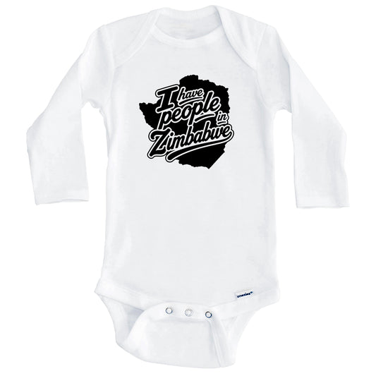 I Have People In Zimbabwe Country Silhouette Baby Bodysuit (Long Sleeves)