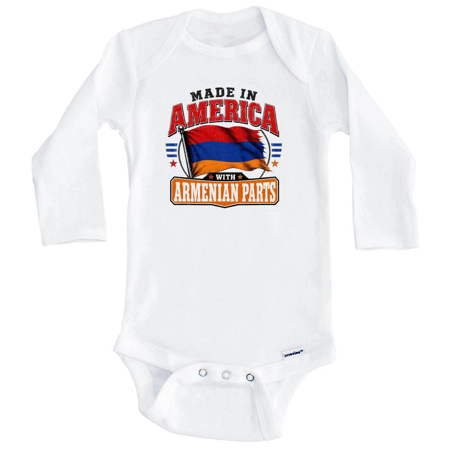 Made In America With Armenian Parts Armenia Flag Baby Bodysuit (Long Sleeves)