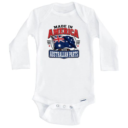 Made In America With Australian Parts Australia Flag Baby Bodysuit (Long Sleeves)