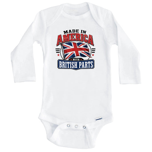 Made In America With British Parts UK Flag Baby Bodysuit (Long Sleeves)