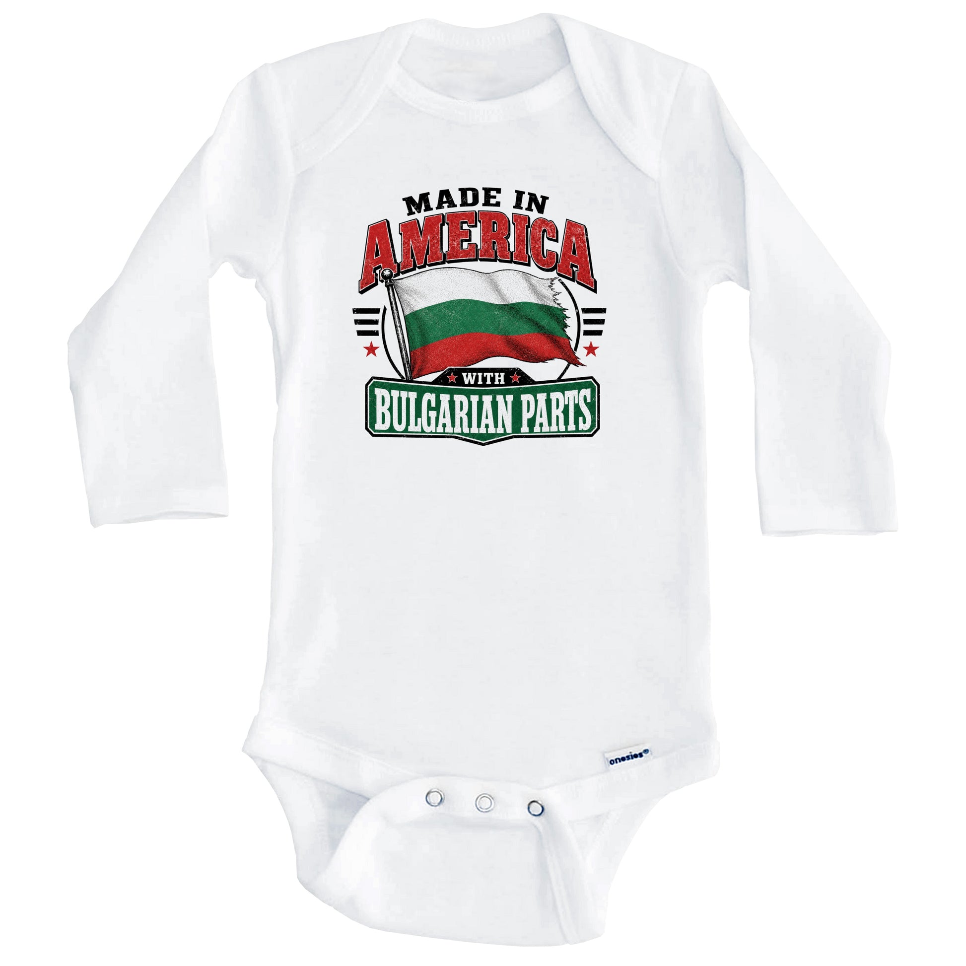 Made In America With Bulgarian Parts Bulgaria Flag Baby Bodysuit (Long Sleeves)