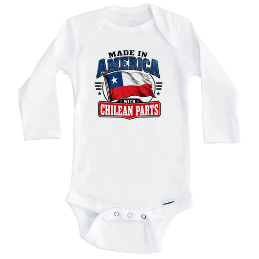 Made In America With Chilean Parts Chile Flag Baby Bodysuit (Long Sleeves)