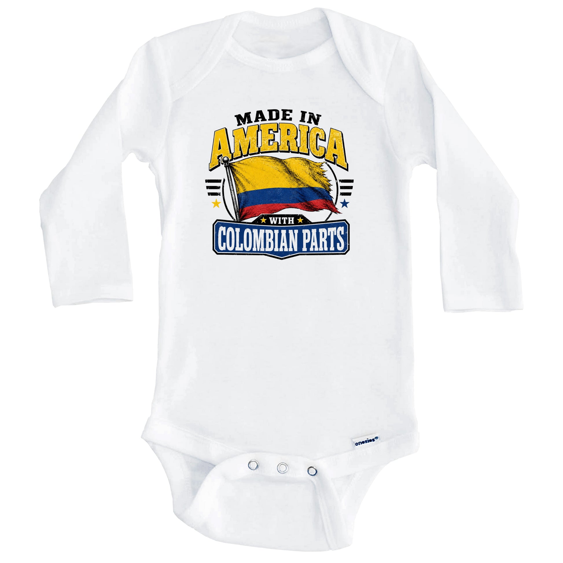 Made In America With Colombian Parts Colombia Flag Baby Bodysuit (Long Sleeves)